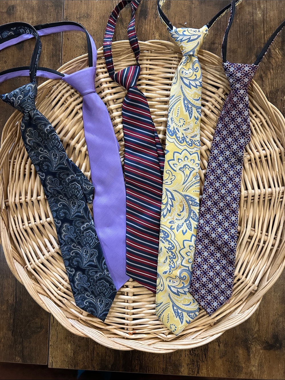 Classic Boy’s Neck Tie - Purple, Yellow, Navy, Black Assortment